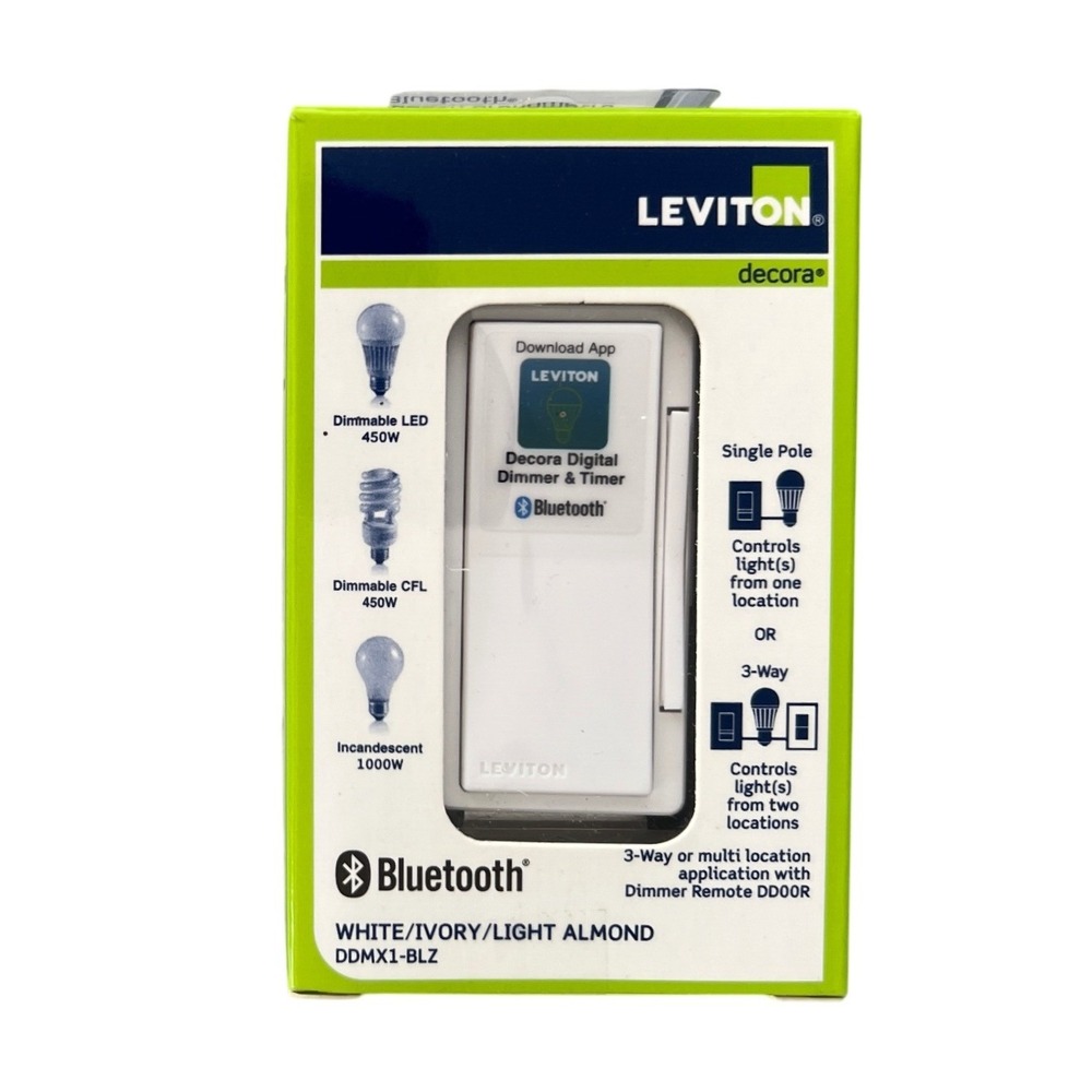 Leviton Decora Digital Dimmer and Timer Bluetooth White Ivory DDMX1-BLZ